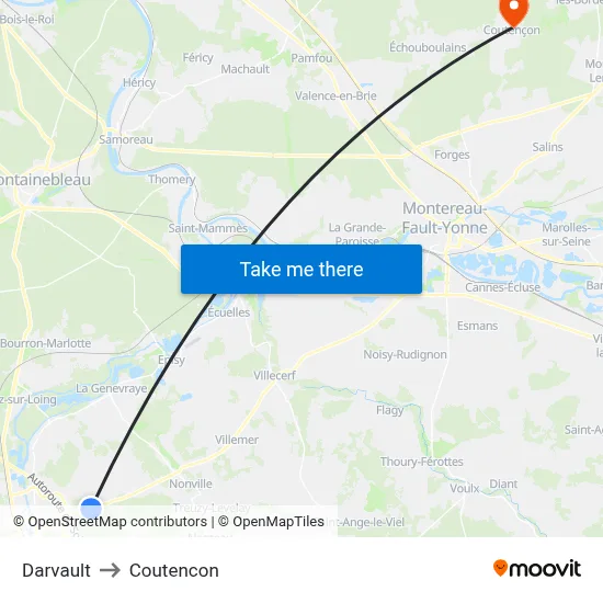 Darvault to Coutencon map