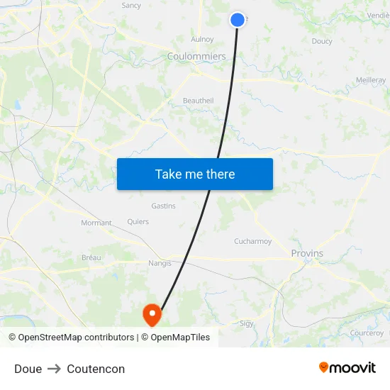 Doue to Coutencon map