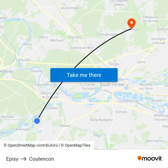Episy to Coutencon map
