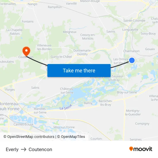 Everly to Coutencon map