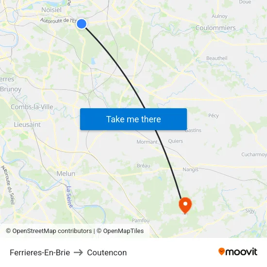 Ferrieres-En-Brie to Coutencon map