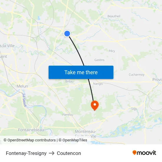 Fontenay-Tresigny to Coutencon map