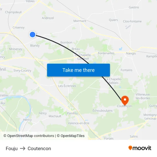 Fouju to Coutencon map