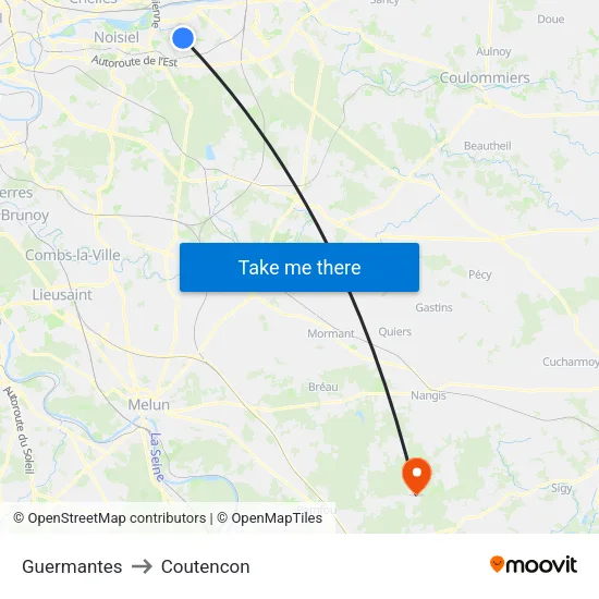 Guermantes to Coutencon map