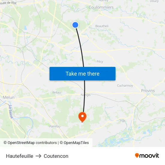 Hautefeuille to Coutencon map
