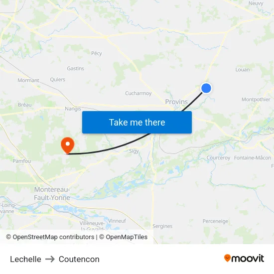 Lechelle to Coutencon map