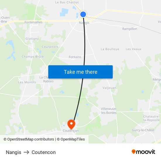 Nangis to Coutencon map