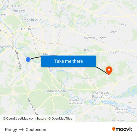 Pringy to Coutencon map