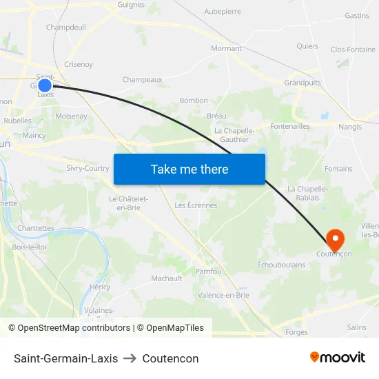 Saint-Germain-Laxis to Coutencon map