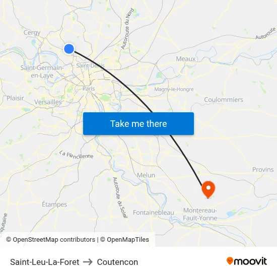 Saint-Leu-La-Foret to Coutencon map