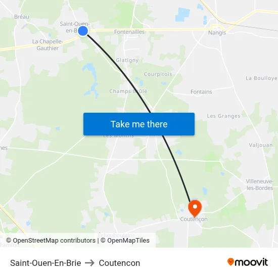 Saint-Ouen-En-Brie to Coutencon map