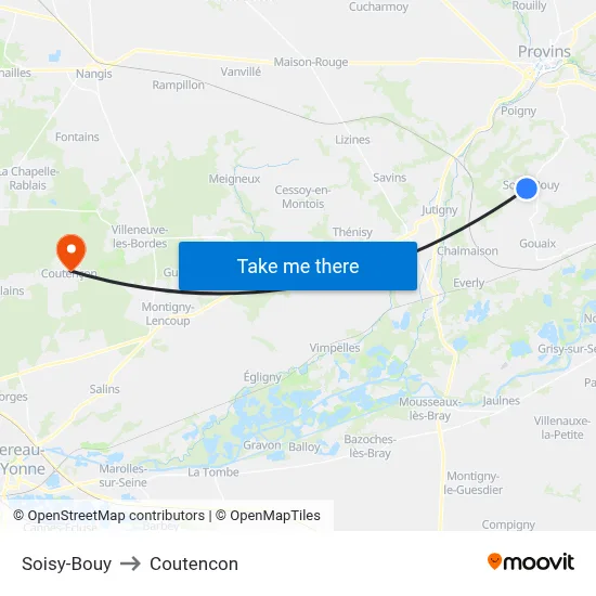 Soisy-Bouy to Coutencon map