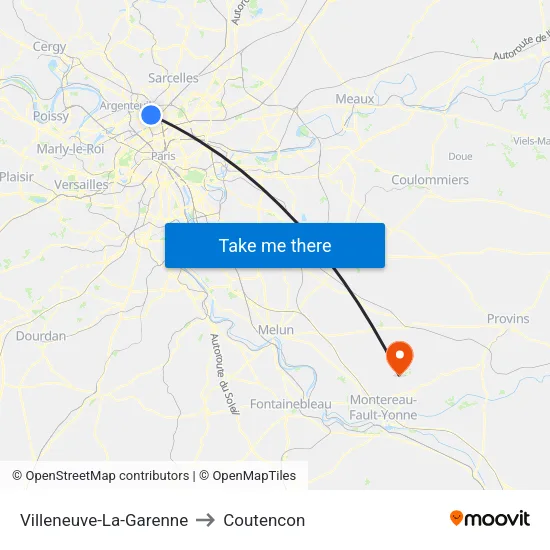 Villeneuve-La-Garenne to Coutencon map