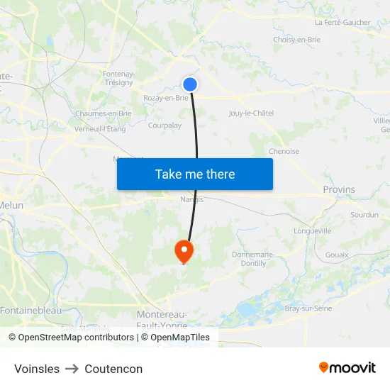 Voinsles to Coutencon map