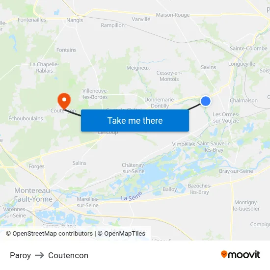 Paroy to Coutencon map