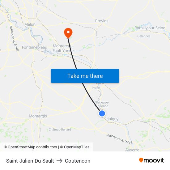 Saint-Julien-Du-Sault to Coutencon map
