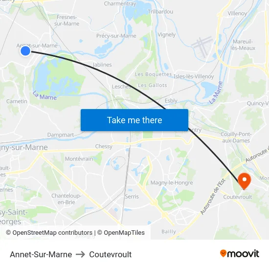 Annet-Sur-Marne to Coutevroult map