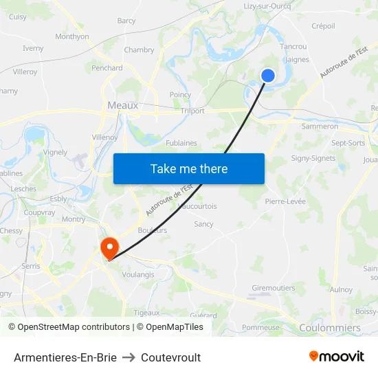 Armentieres-En-Brie to Coutevroult map