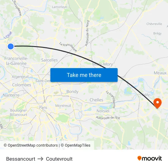 Bessancourt to Coutevroult map