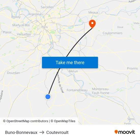 Buno-Bonnevaux to Coutevroult map