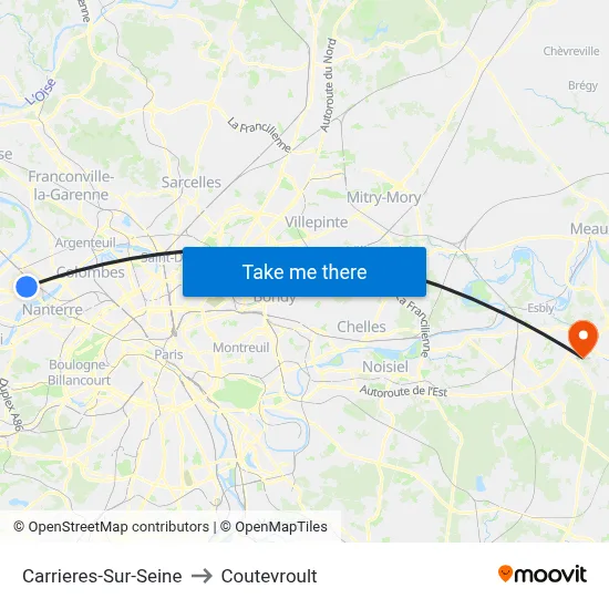 Carrieres-Sur-Seine to Coutevroult map
