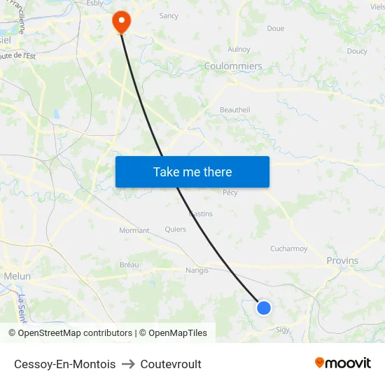 Cessoy-En-Montois to Coutevroult map