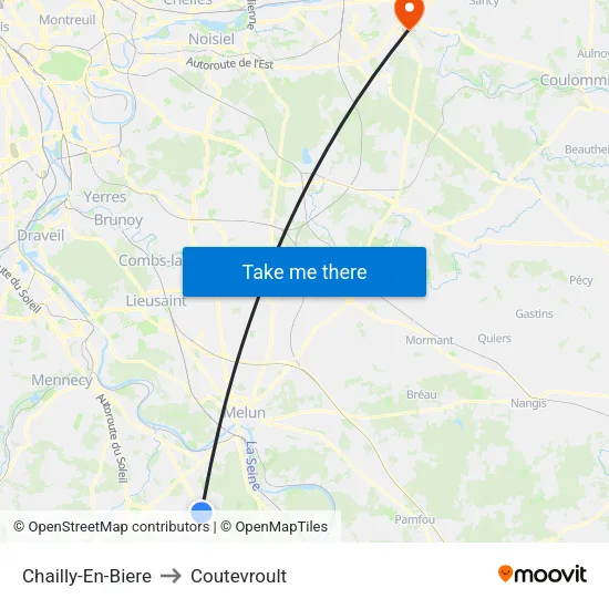 Chailly-En-Biere to Coutevroult map