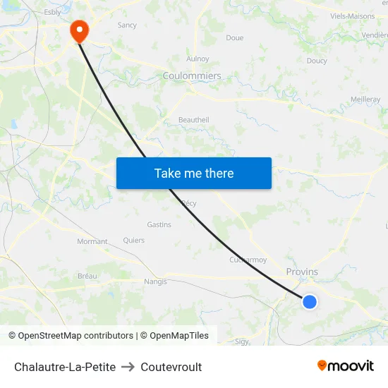 Chalautre-La-Petite to Coutevroult map