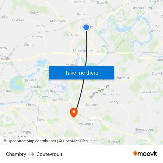 Chambry to Coutevroult map