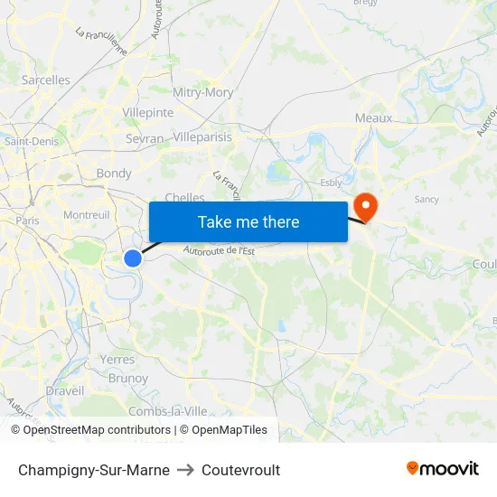 Champigny-Sur-Marne to Coutevroult map