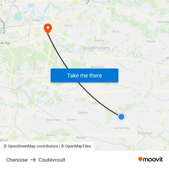 Chenoise to Coutevroult map