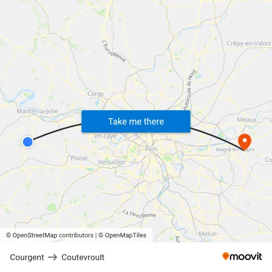 Courgent to Coutevroult map
