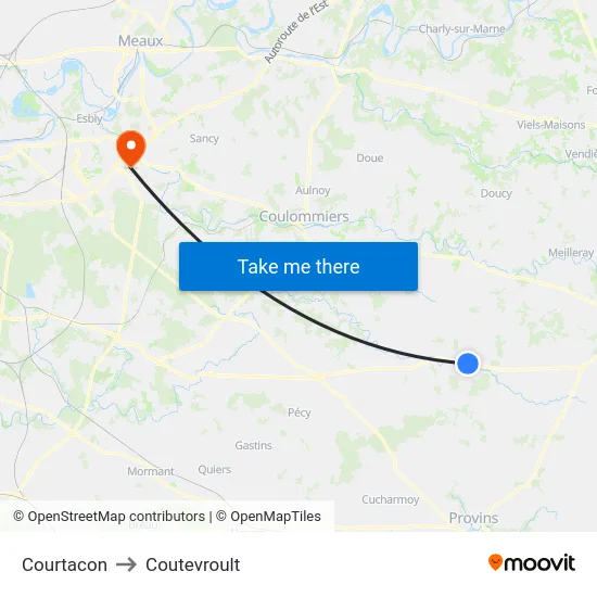 Courtacon to Coutevroult map