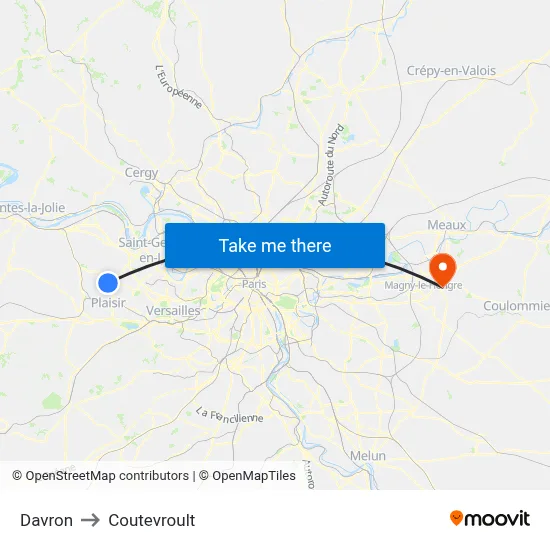 Davron to Coutevroult map