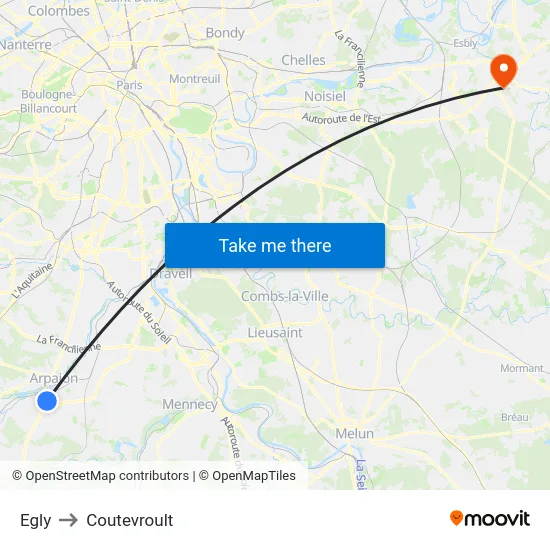 Egly to Coutevroult map