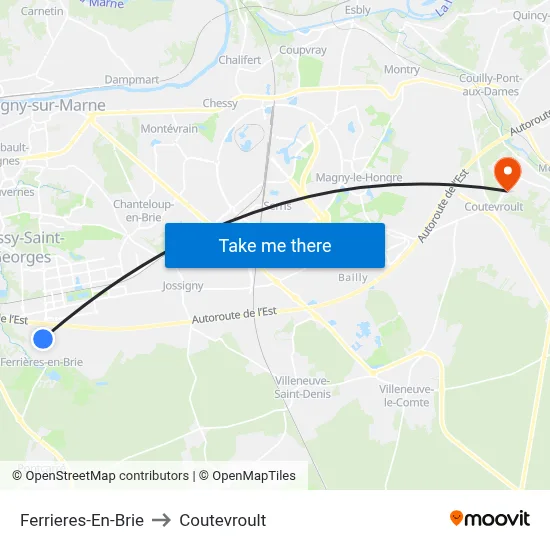 Ferrieres-En-Brie to Coutevroult map