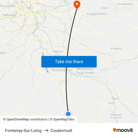Fontenay-Sur-Loing to Coutevroult map