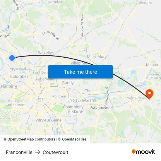 Franconville to Coutevroult map