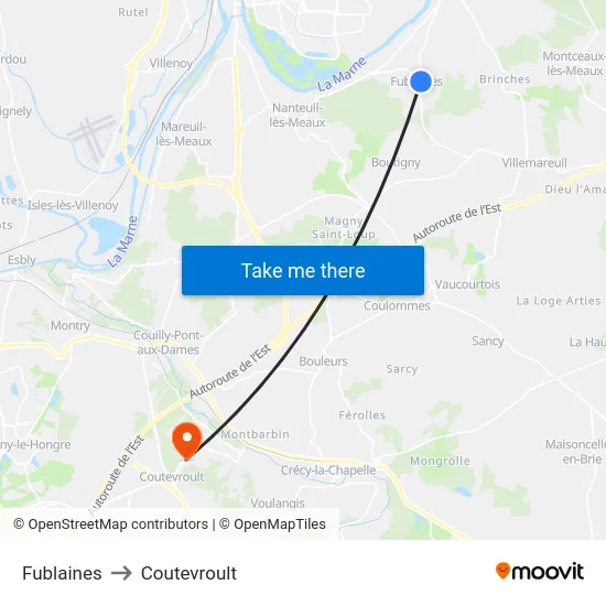 Fublaines to Coutevroult map