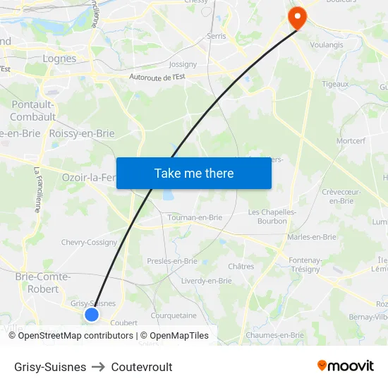Grisy-Suisnes to Coutevroult map
