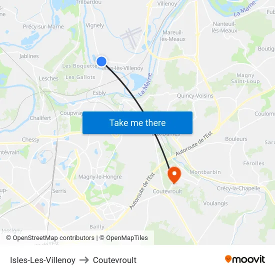 Isles-Les-Villenoy to Coutevroult map