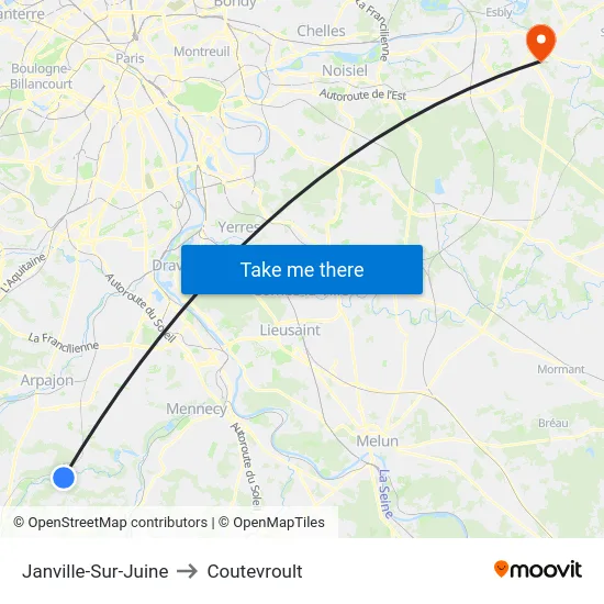 Janville-Sur-Juine to Coutevroult map