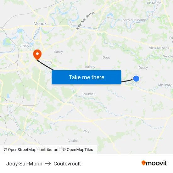 Jouy-Sur-Morin to Coutevroult map
