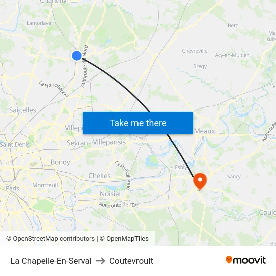 La Chapelle-En-Serval to Coutevroult map