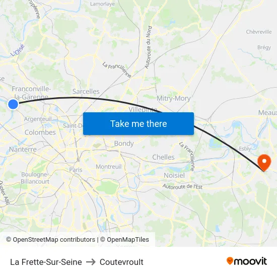 La Frette-Sur-Seine to Coutevroult map