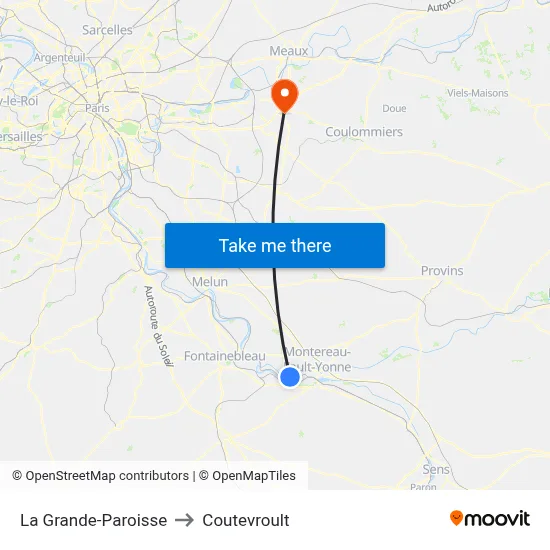 La Grande-Paroisse to Coutevroult map