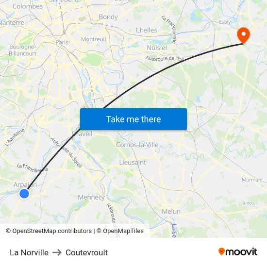 La Norville to Coutevroult map