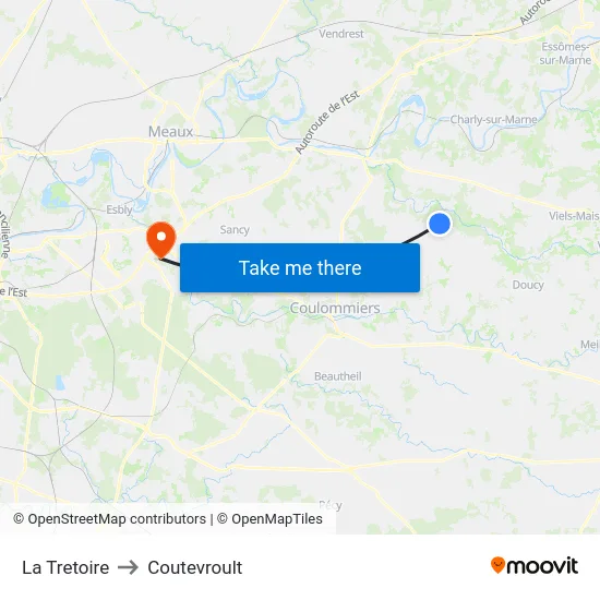 La Tretoire to Coutevroult map