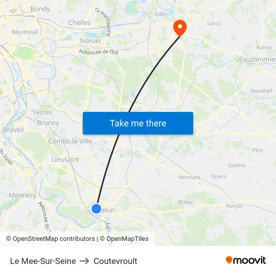 Le Mee-Sur-Seine to Coutevroult map