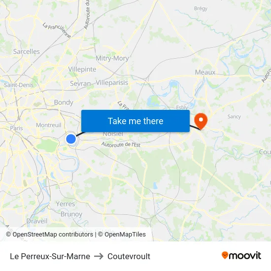 Le Perreux-Sur-Marne to Coutevroult map